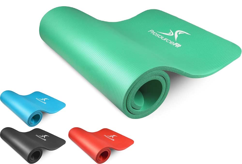 ProsourceFit Extra Thick Yoga e Pilates Mat (13 mm) ou 1 " (25 mm), Comprimento de High Density Exercise Mat com Comfort Foam and Carrying Strap