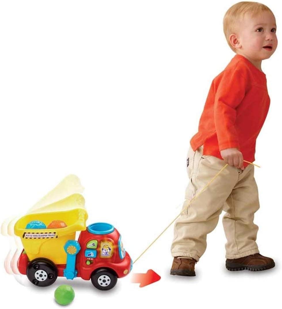 VTech - Camião de camião, reboque interativo, brinquedo de arraste para bebés + 12 meses, inclui três bolas