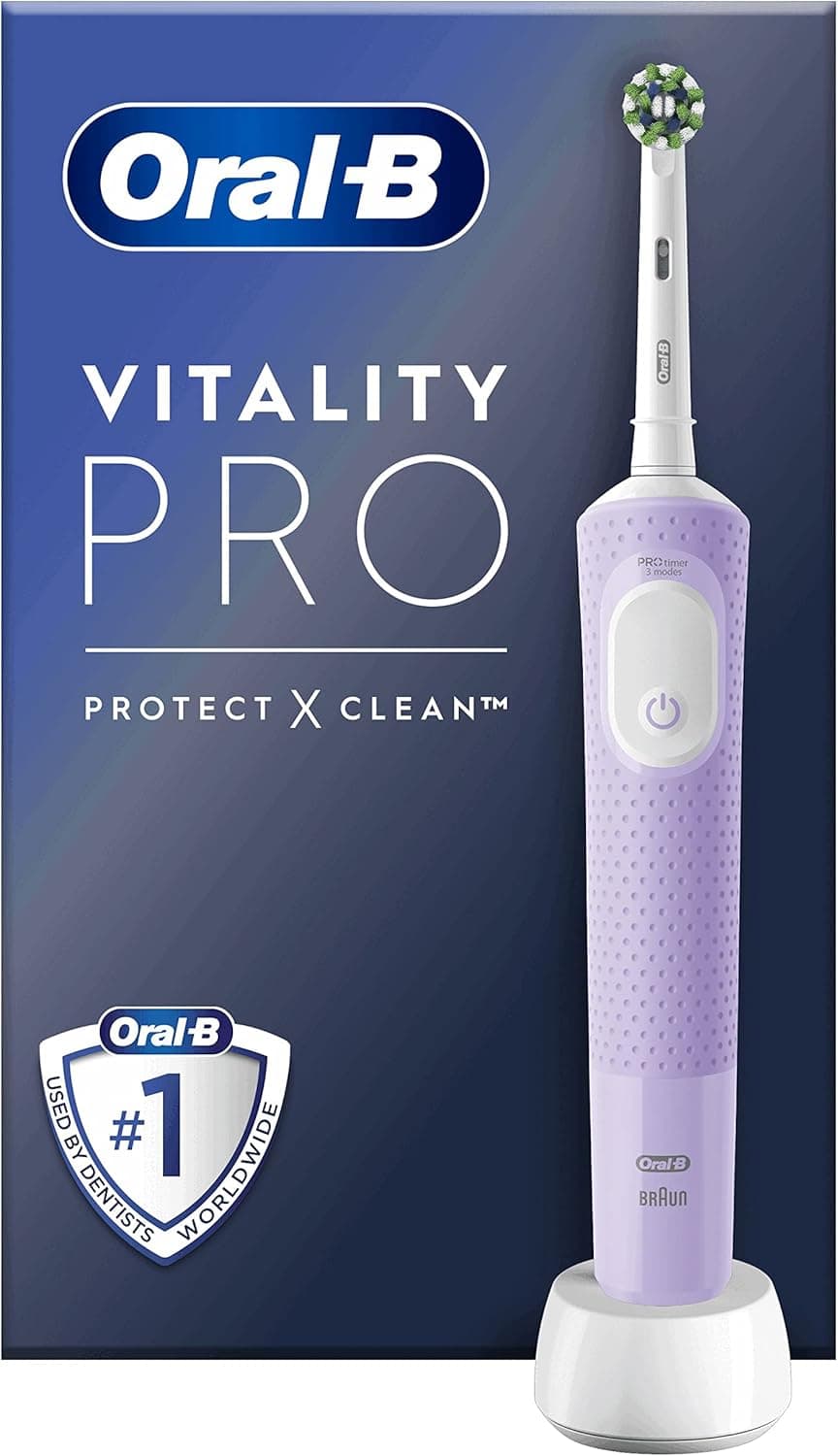 Oral-B Vitality PRO Escova de dentes elétrica com cabo recarregável, 3 modos de limpeza, temporizador e bateria de longa duração - lilás