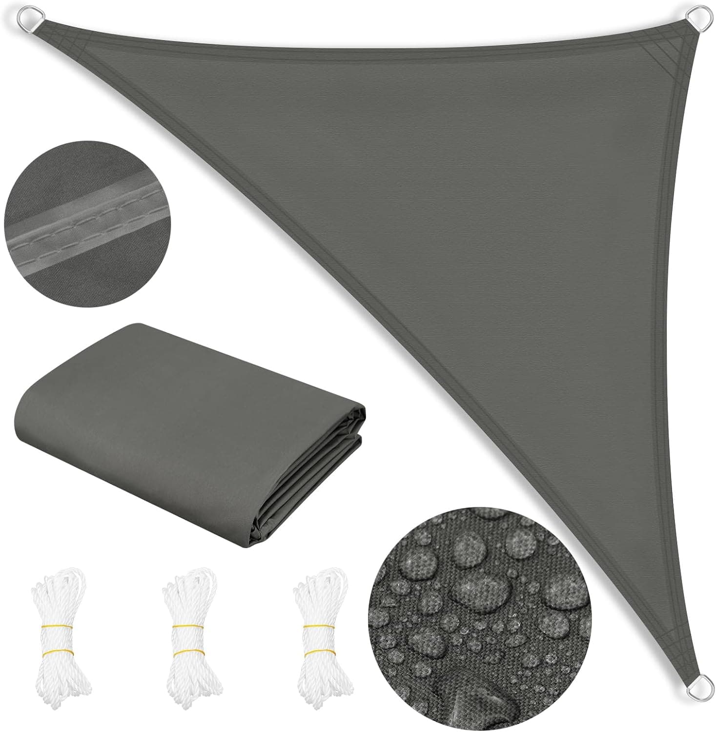 WOLTU Toldo solar, impermeável, 3 x 3 x 4,25 m de poliéster 200 g/m², toldo à prova de vento e proteção contra raios UV, toldo para jardim, pátio, piscina, cinzento escuro