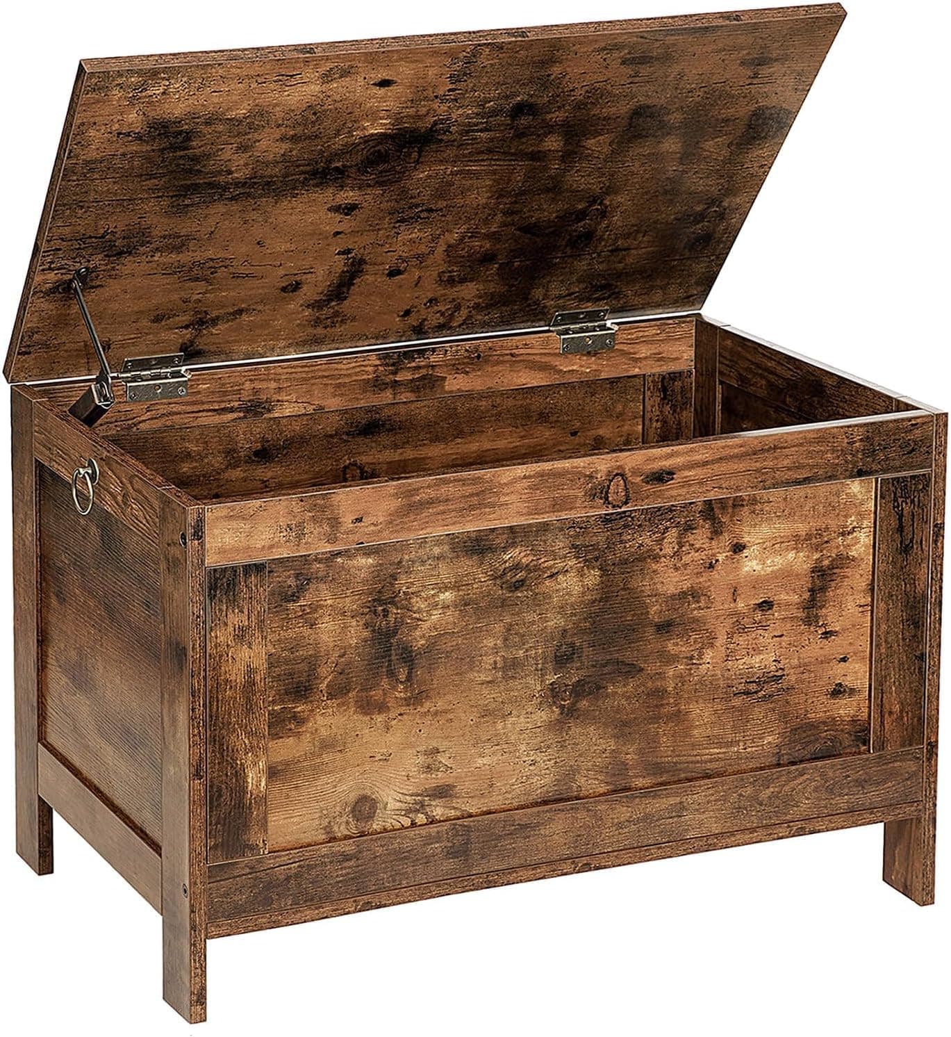 HOOBRO EBF75CW01G1 | Banco de arrumação em madeira com baú, dobradiças de segurança e prateleira para brinquedos, 76 x 40 x 48 cm