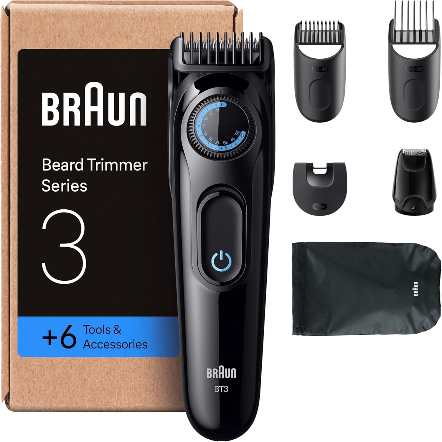 Braun BT3565 Series 3 | Aparador de barba recarregável com 6 acessórios e 40 ajustes de comprimento