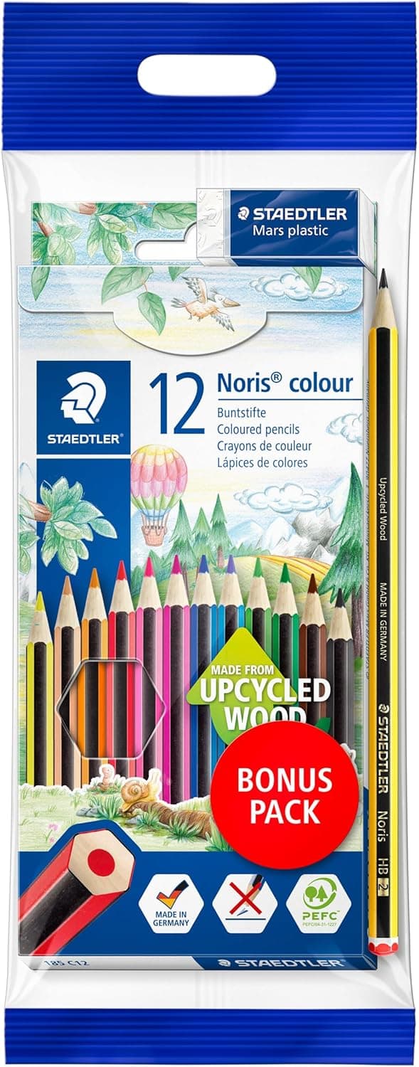 Staedtler 61 SET6 - Lápis coloridos, caixa com 12 unidades mais lápis e borracha