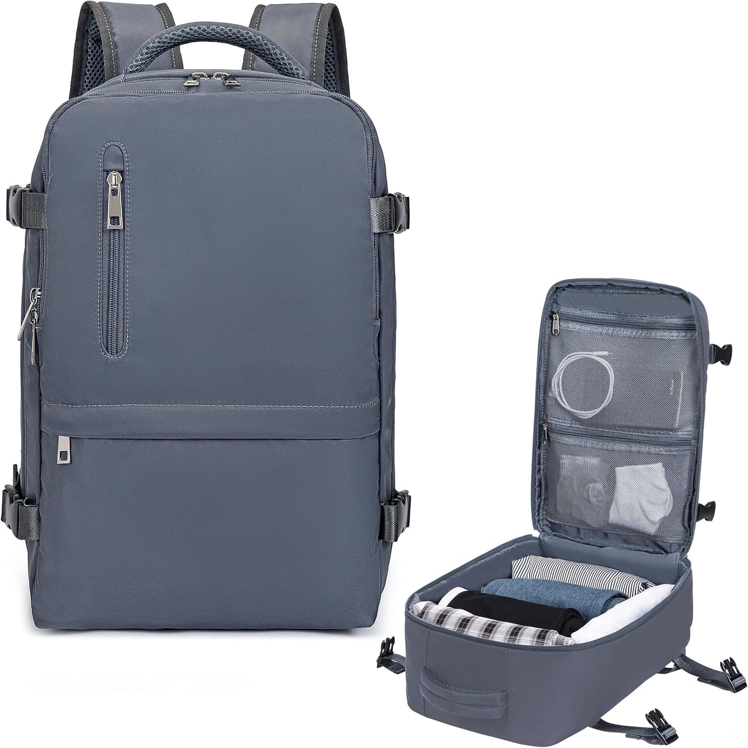 Xkdoai Mochila viagem cabine avion 40 x 20 x 25, mochila Ryanair 40 x 20 x 25, mochila de cabine de baixo assento bolsa de viagem impermeável bagagem de mão com fivela de peito e bolsa anti-roubo