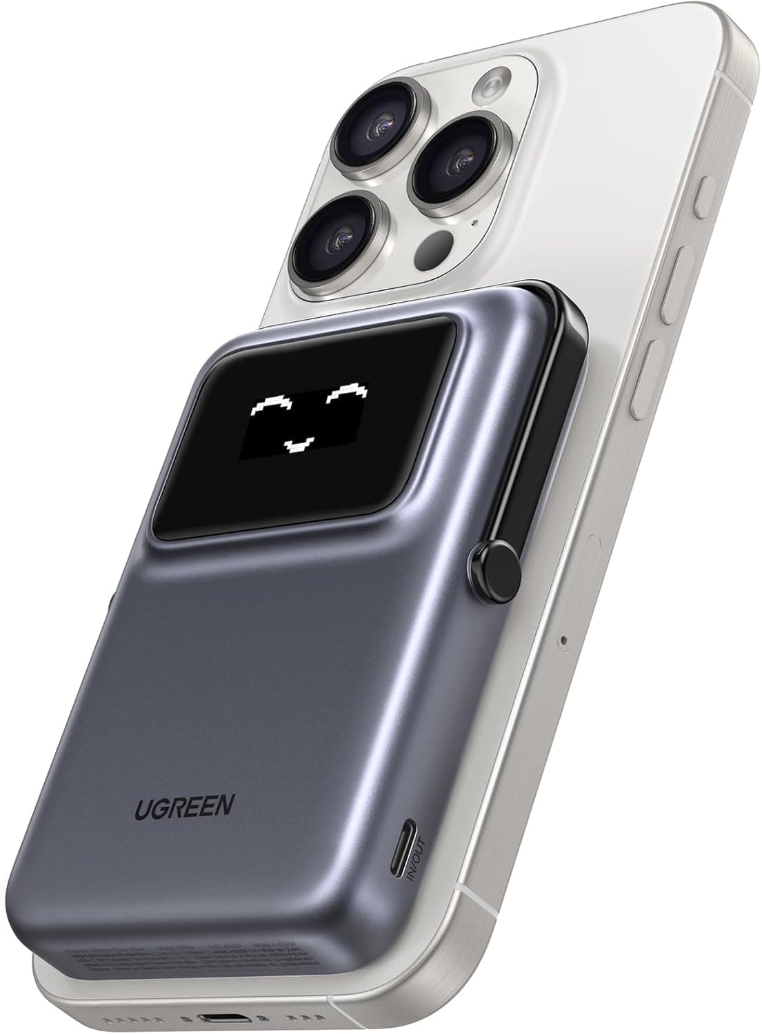 UGREEN Uno Qi2 15 W Power Bank magnético de 10000 mAh, carregador portátil sem fios PD de 20 W com ecrã e suporte, compatível com iPhone 16/15/14/13/12 Mini Plus Pro MAX (preto)