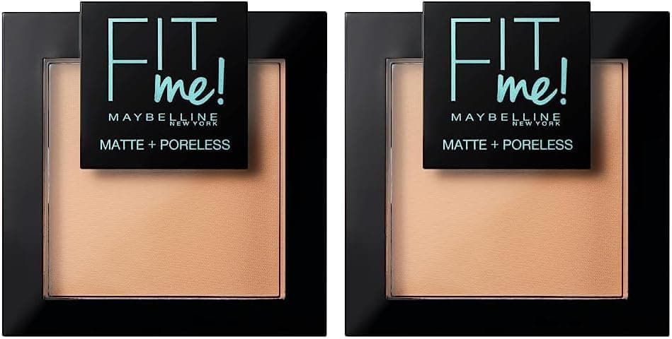 MAYBELLINE New York Fit Me Poeiras compactas matadoras e sem brilhos, tom 220 bege natural, 30 ml (embalagem de 2)