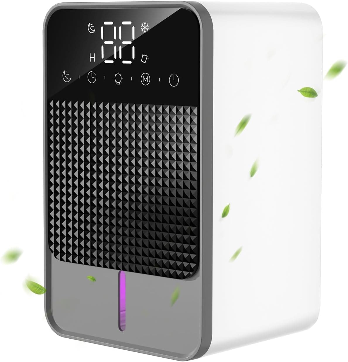 Jialexin Deshumidificador silencioso elétrico D1c, desumidificadores de humidade em quarto com depósito removível, 350 ml / dia, desligamento automático, modo sleep, ecrã LED, luz noturna de 7 cores