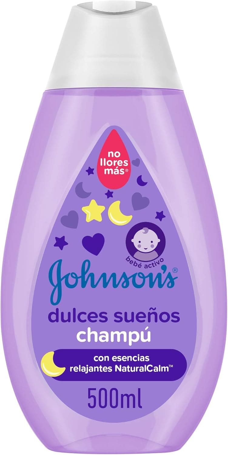 Johnson's Baby Shampoo Doces sonhos com essências relaxantes NaturalCalm (500 ml), champô ativo para crianças e bebés, champô sem sulfatos ou parabenos hipoalergénico