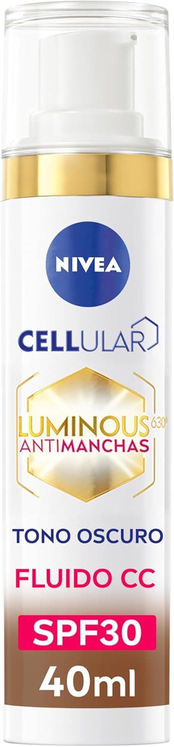 NIVEA Luminous 630 Antimanchas, fluído CC SPF30 3 em 1 (1 x 40 ml), creme CC com ação tripla, protetor solar facial com cor, tom escuro