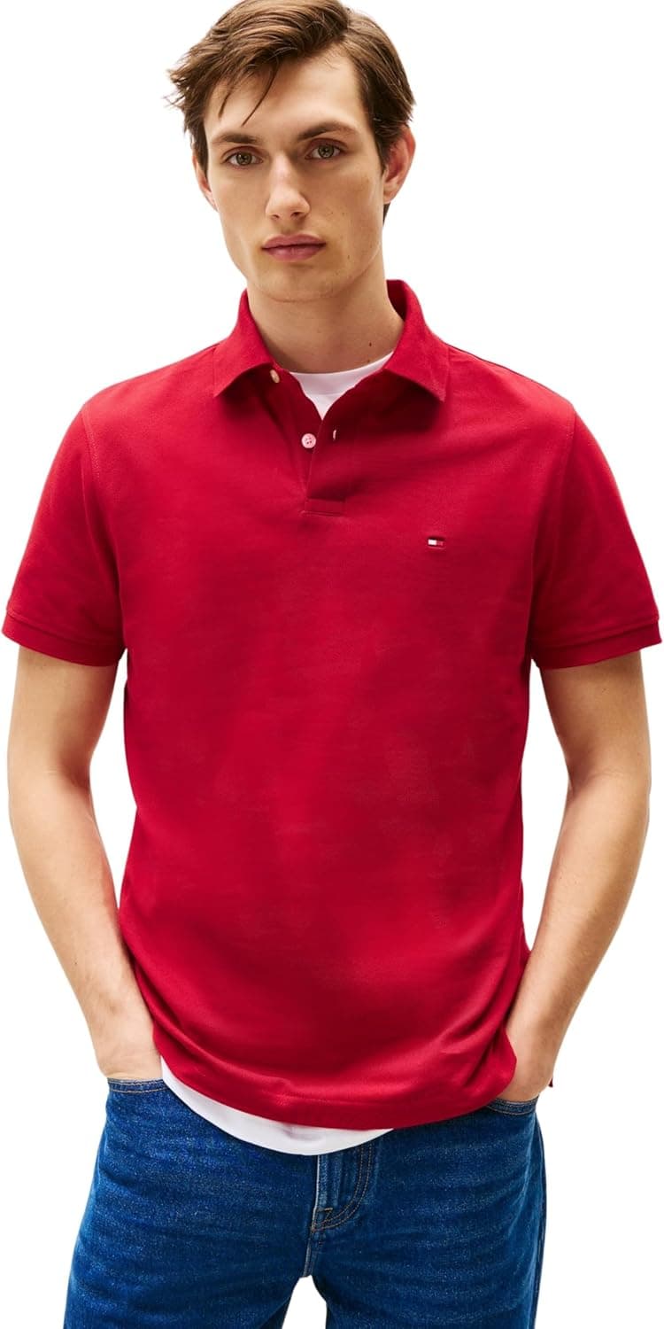 Tommy Hilfiger Polo de manga curta para homem regular Fit com botões