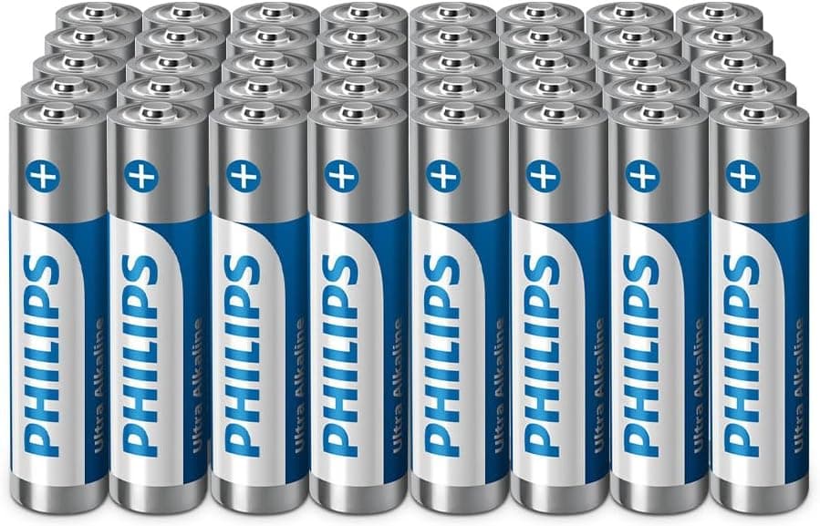 Philips Ultra AAA Alkaline, baterias confiáveis para controlos remotos, brinquedos e aparelhos pequenos, embalagem de 40