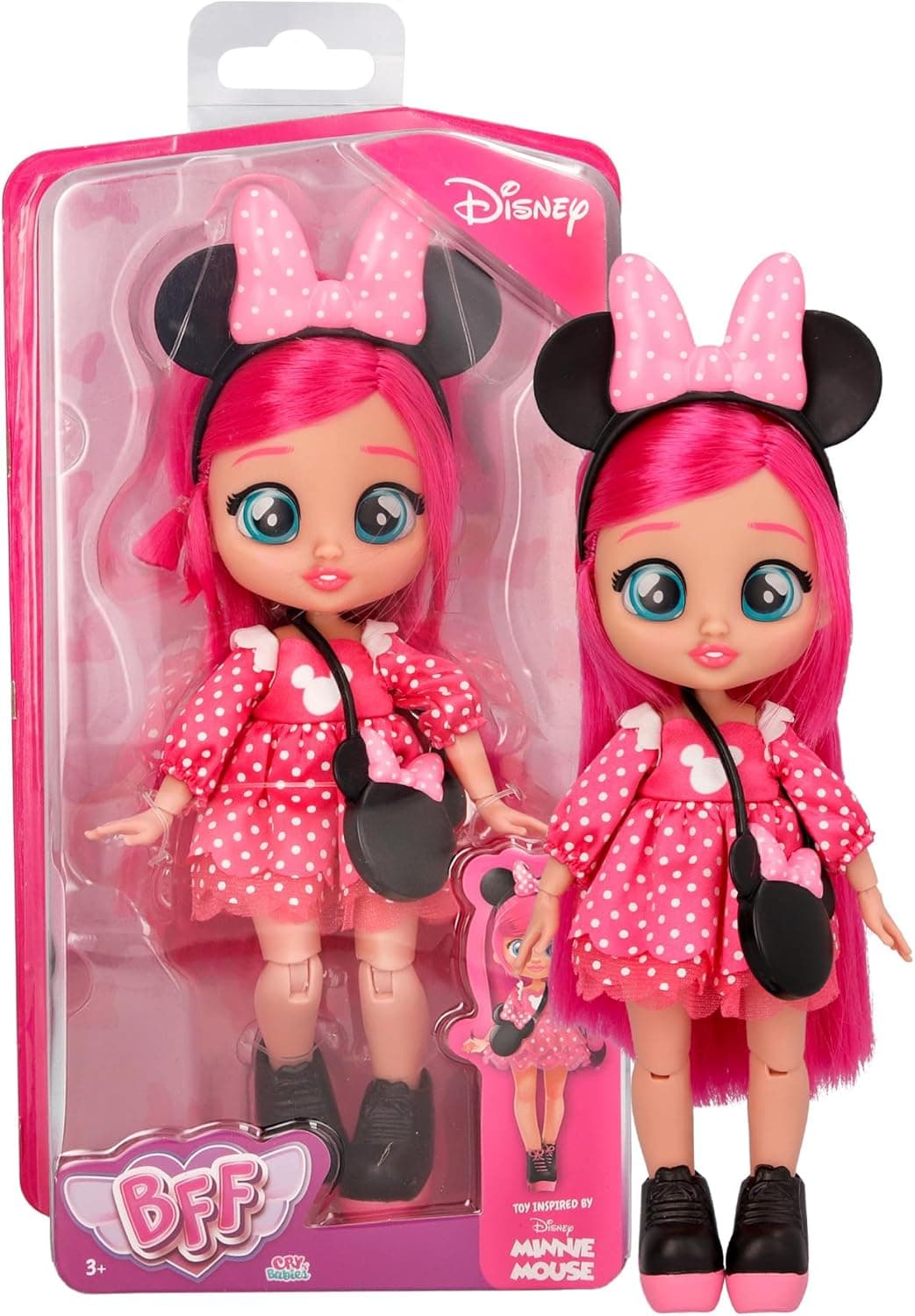 BFF by BEBÊS chorões Disney Minnie, boneca articulada para brincar de vestir, acessórios inspirados no rato Minnie Mouse, brinquedo para meninos e meninas a partir dos 3 anos