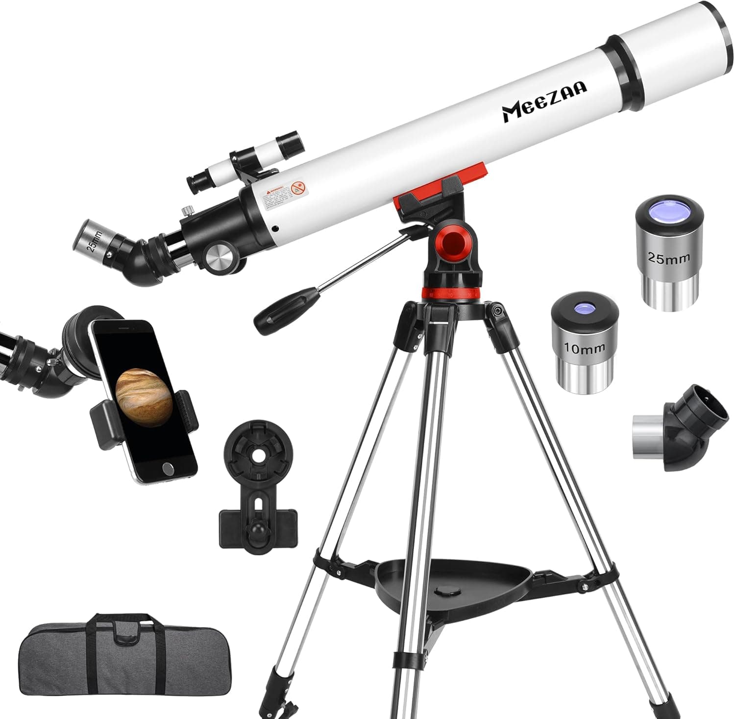 MEEZAA Telescópio, telescópio astronómico adultos profissional, 70/700 mm AZ telescópio refletor para crianças e principiantes, telescópios portátil potente 28 x 210 x com tripé, adaptador de telefone