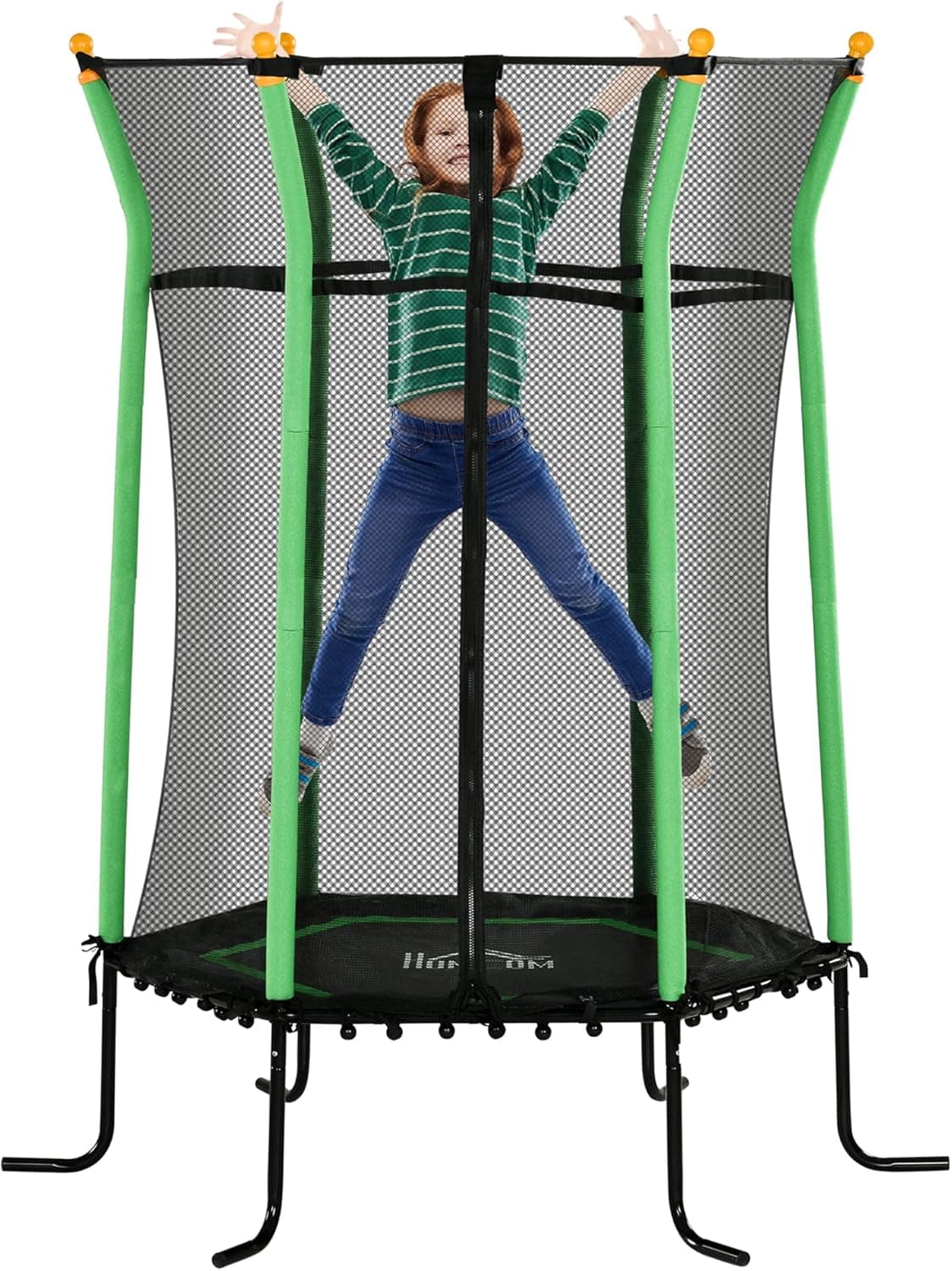 HOMCOM Cama elástica infantil de jardim trampolim para crianças de 3 anos com rede de segurança e estrutura de aço para interior exterior carga 50 kg