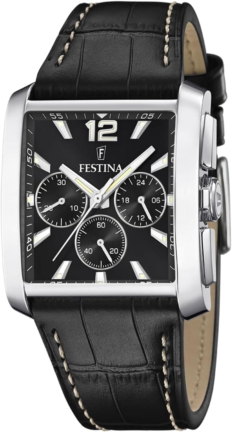 Festina F20636/4 Timeless Chronograph | Relógio de pulso para homem com caixa em aço inoxidável e bracelete em pele preta
