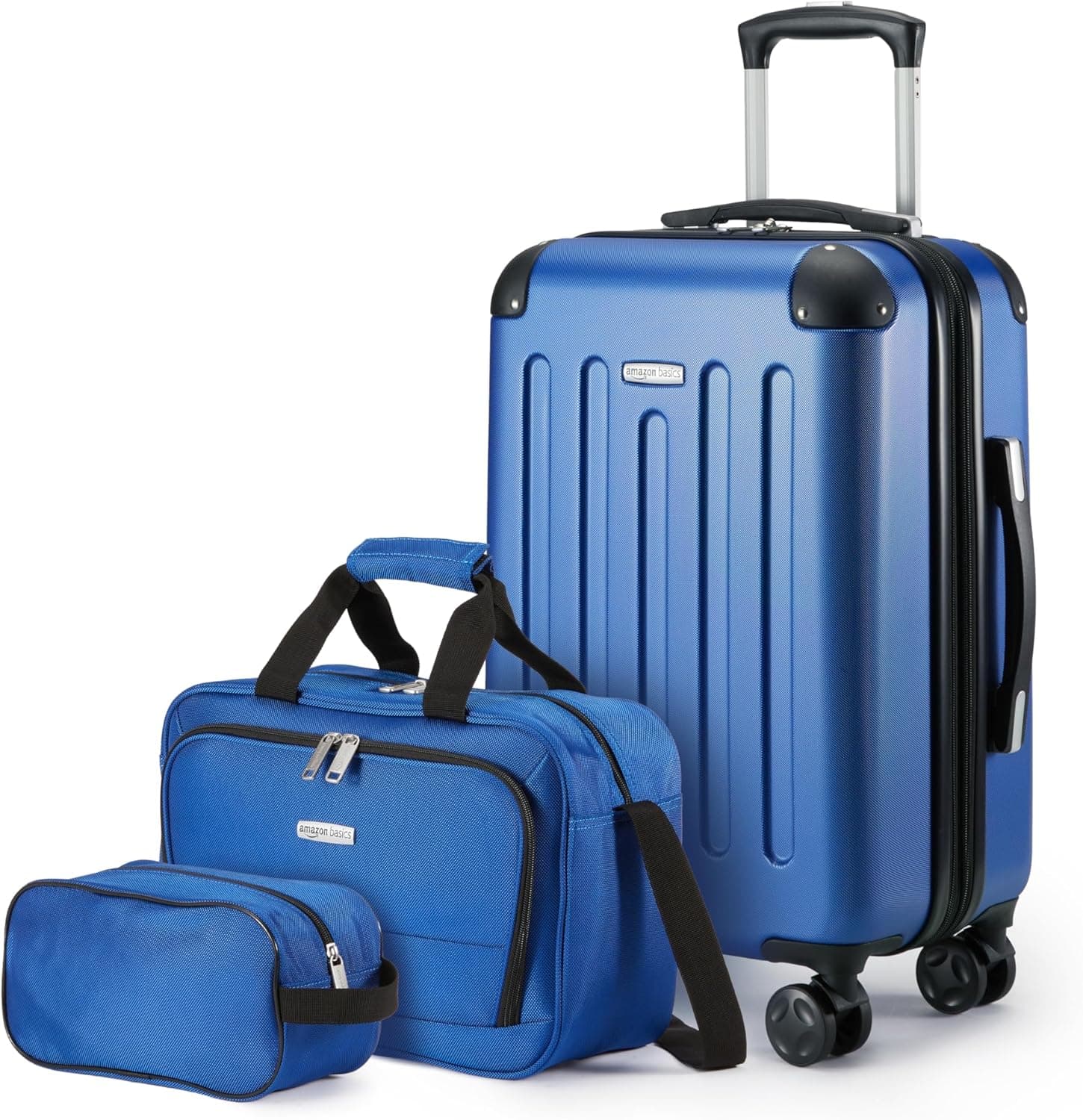 Amazon Basics – Conjunto de 3 peças de malas rígidas de mão com rodas giratórias, cor navy (azul-marinho)