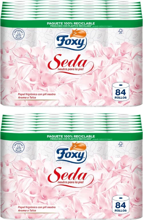 Foxy Silk | Papel higiénico suave, 84 rolos x 2