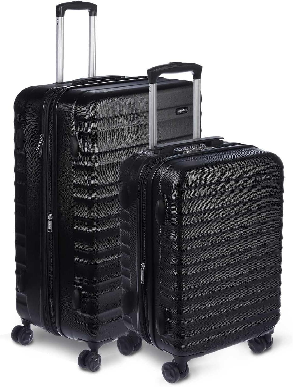 Amazon Basics | Conjunto de 2 malas rígidas em ABS com 4 rodas giratórias 55 e 78 cm preto