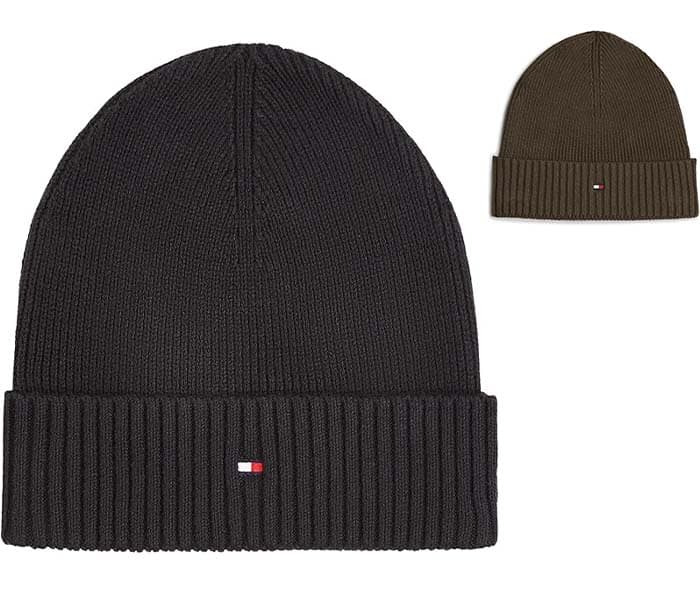 Tommy Hilfiger Gorro de malha para homem Flag Cotton Beanie com caxemira