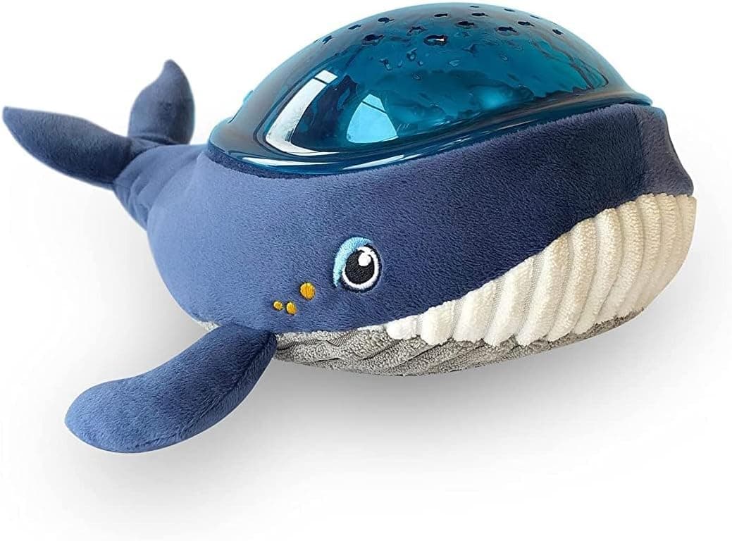 Pabobo - Projetor musical de peluche com baleia azul com canções de berço e projeções dinâmicas 0+ - azul