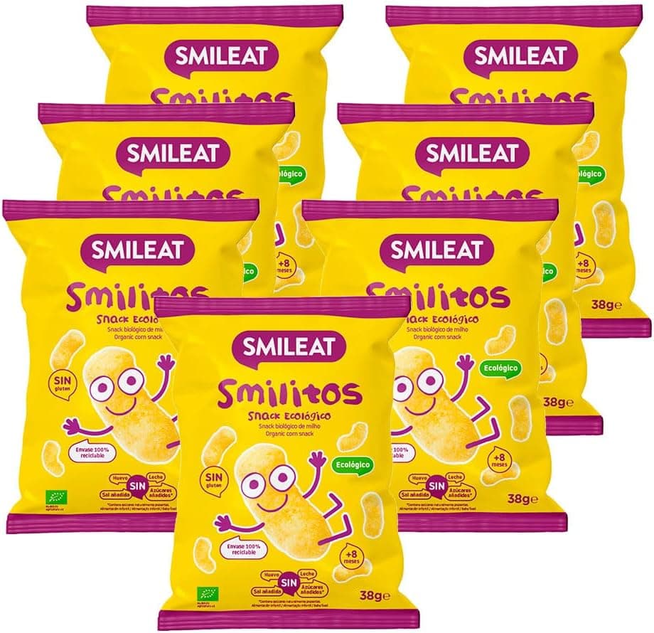 Smileat - Pacote de 7 milhos Snack - sabor a milho - lanche divertida para crianças a partir de 8 meses - 25 g