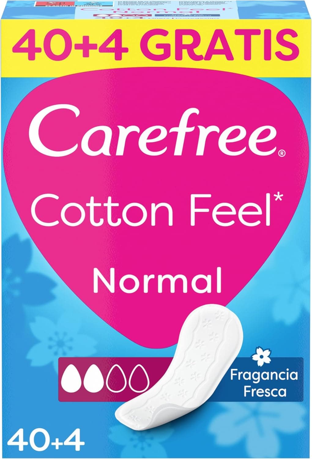 Carefree Cotton Feel Normal fragrância fresca Protegeslips (40 4 unidades), protegeslips absorventes e respiráveis sem fragrância, protege slips para todos os tipos de cuecas