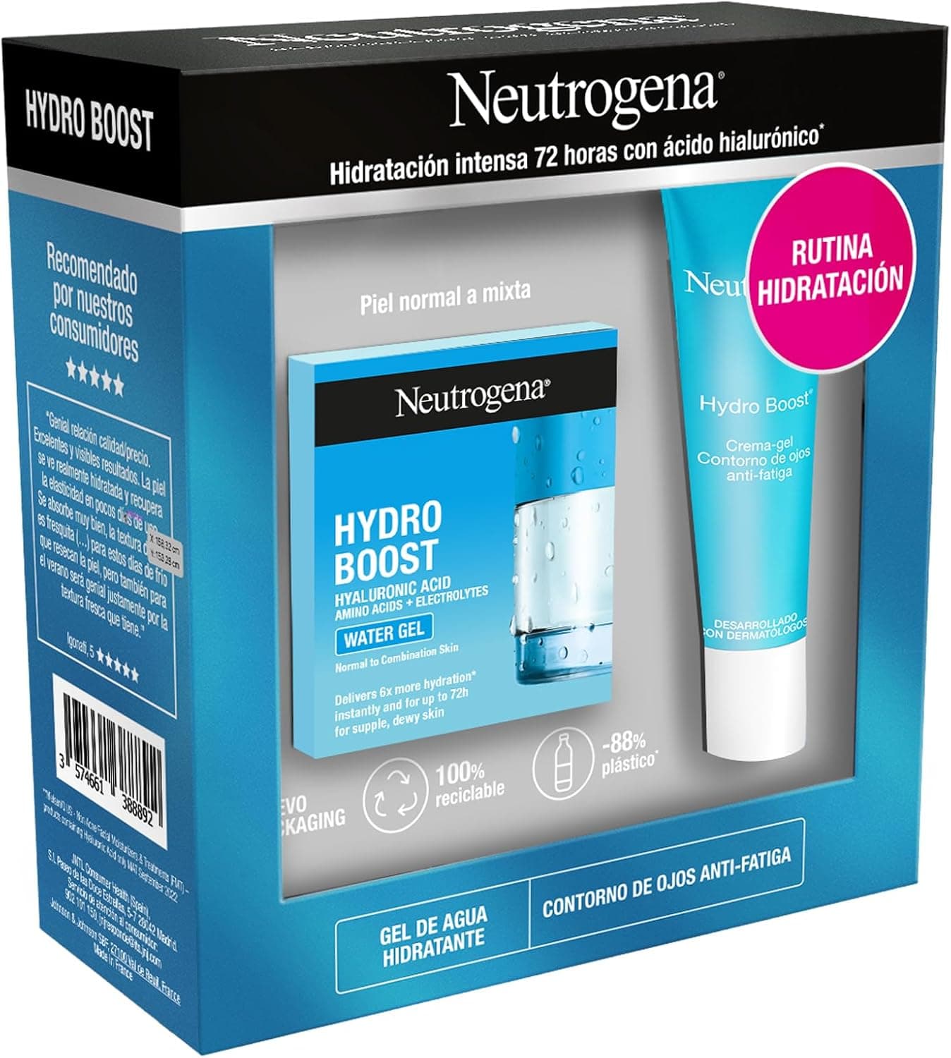 Neutrogena Hydro Boost | Set de gel de água hidratante facial 50 ml e contorno de olhos 15 ml com ácido hialurónico