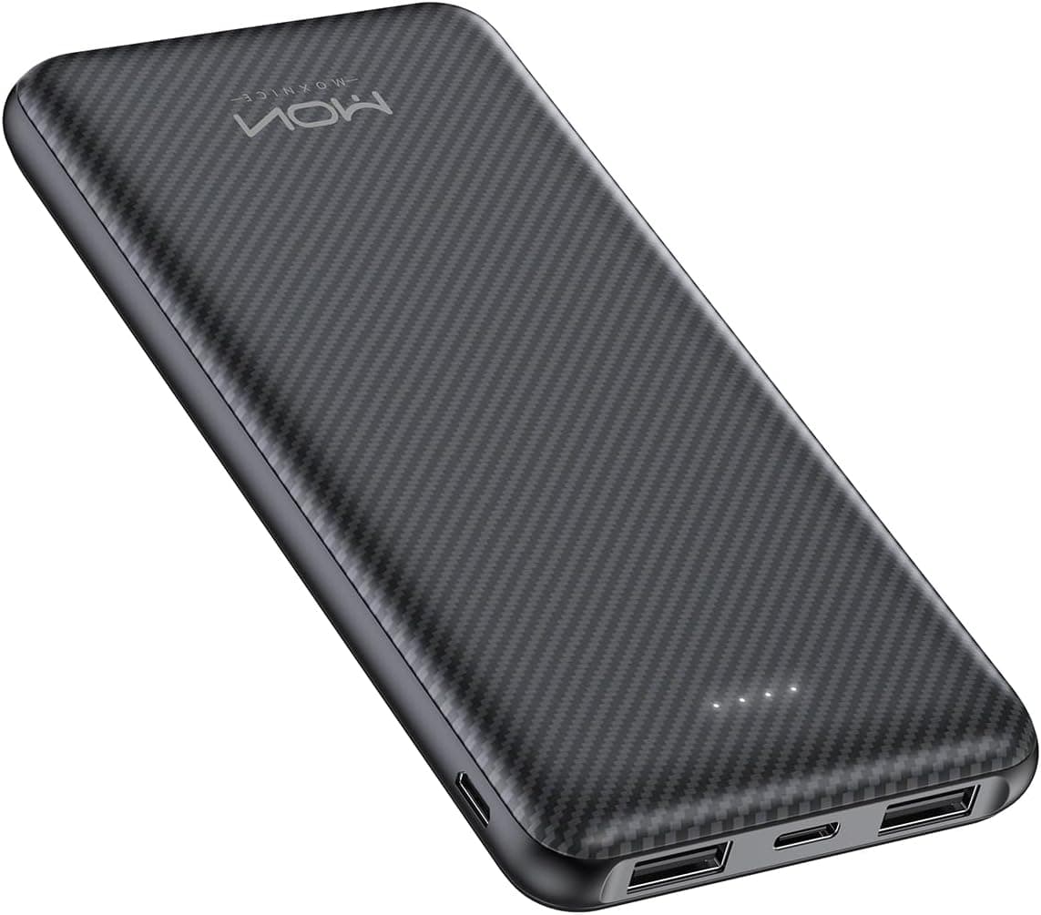 MOXNICE Power Bank 10000 mAh bateria externa, embalagem de bateria externa, carregador portátil externo com 5 V/3 A entrada e saída USB C, compatível com smartphone, tablets, etc, (preto)