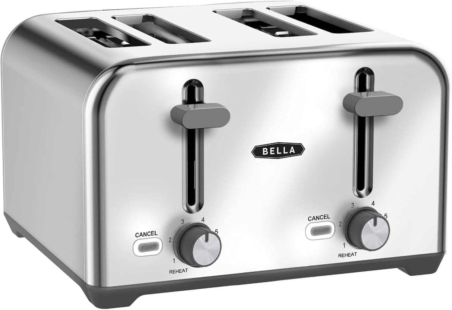 BELLA Torradeira para 4 fatias com ranhuras extragrandes e bandeja recolhe migalhas - 6 níveis de torrada, desligamento automático e função de reaquecimento - torrada pão, bagels e waffles