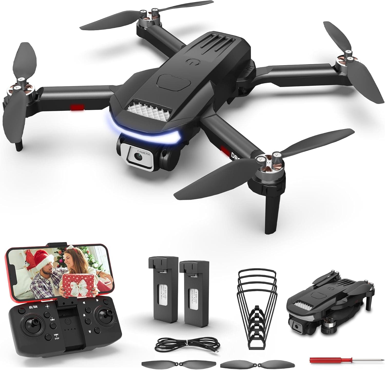 Wipkviey B15 Drone com câmara 4k para adultos - RC Quadcopter com motor sem escovas, 36 minutos de voo longo, vôo Waypoint, 3D Flip, drones dobráveis leves para iniciantes, menos de 249 g
