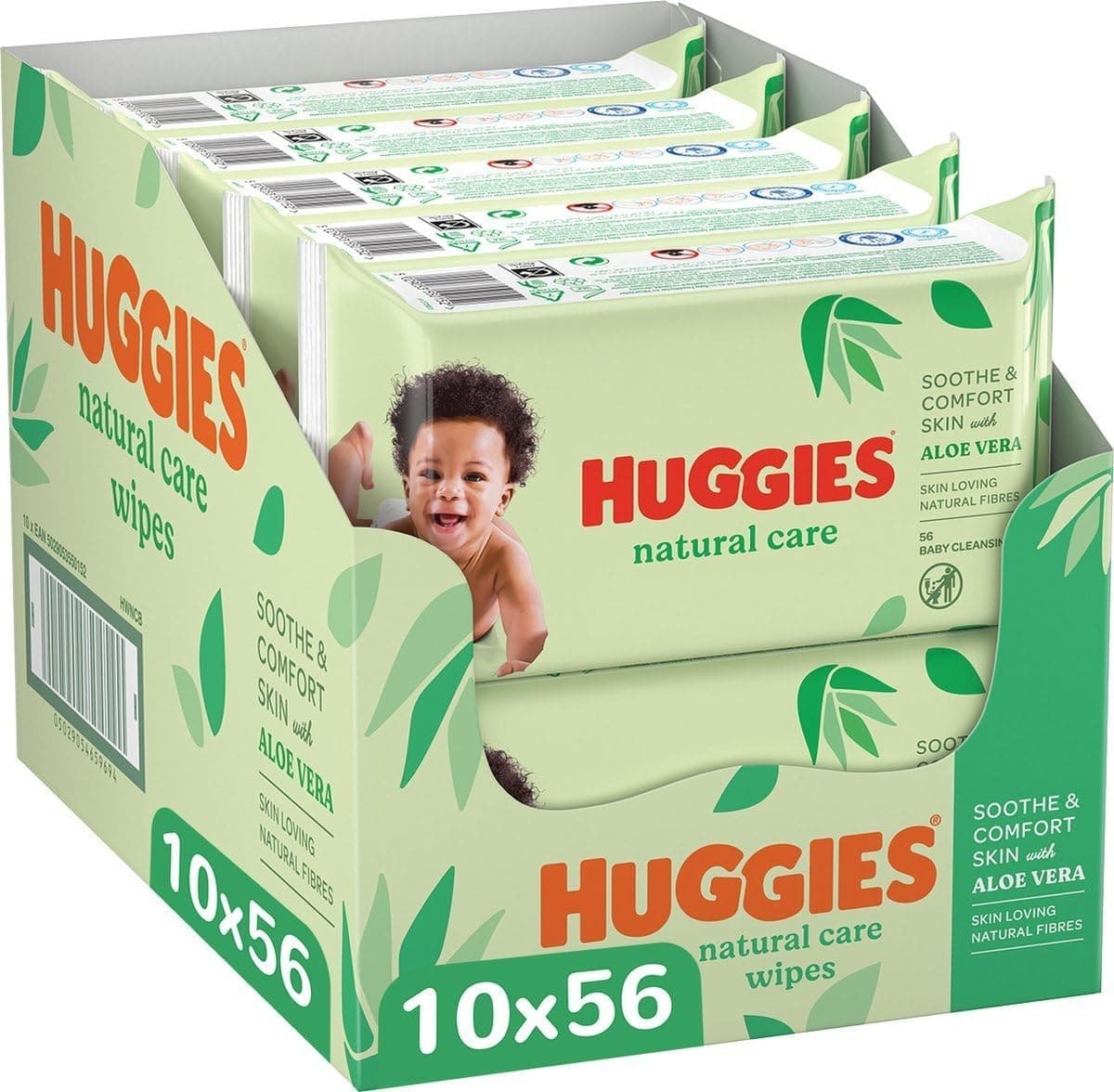 Huggies Natural Care Toalhitas para bebé, 10 x 56 toalhitas, total de 560 toalhitas