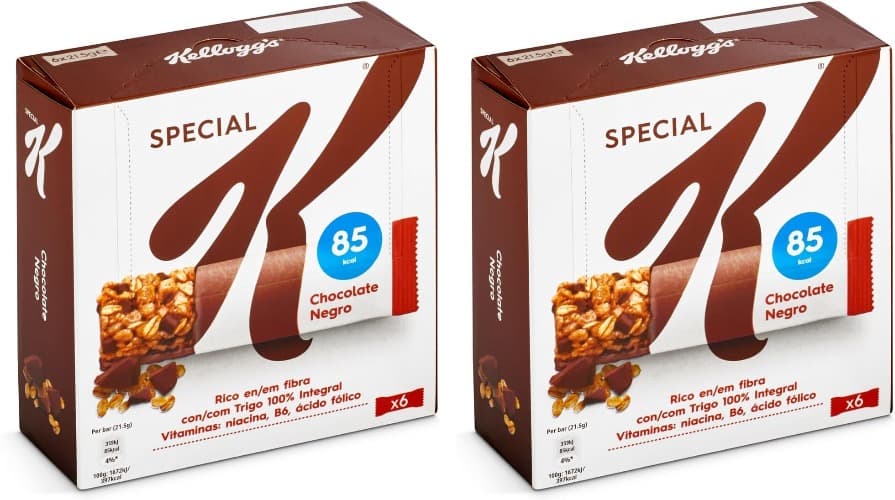 Kellogg's Special K barras de chocolate preto pack 6 x 21,5 g x2