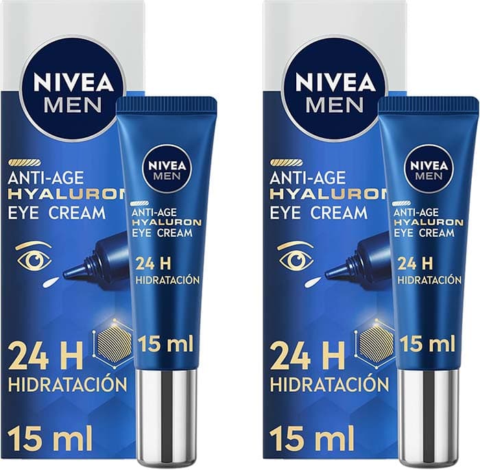 NIVEA MEN Hyaluron Contorno de olhos anti-idade com ácido hialurónico, 15 ml x 2