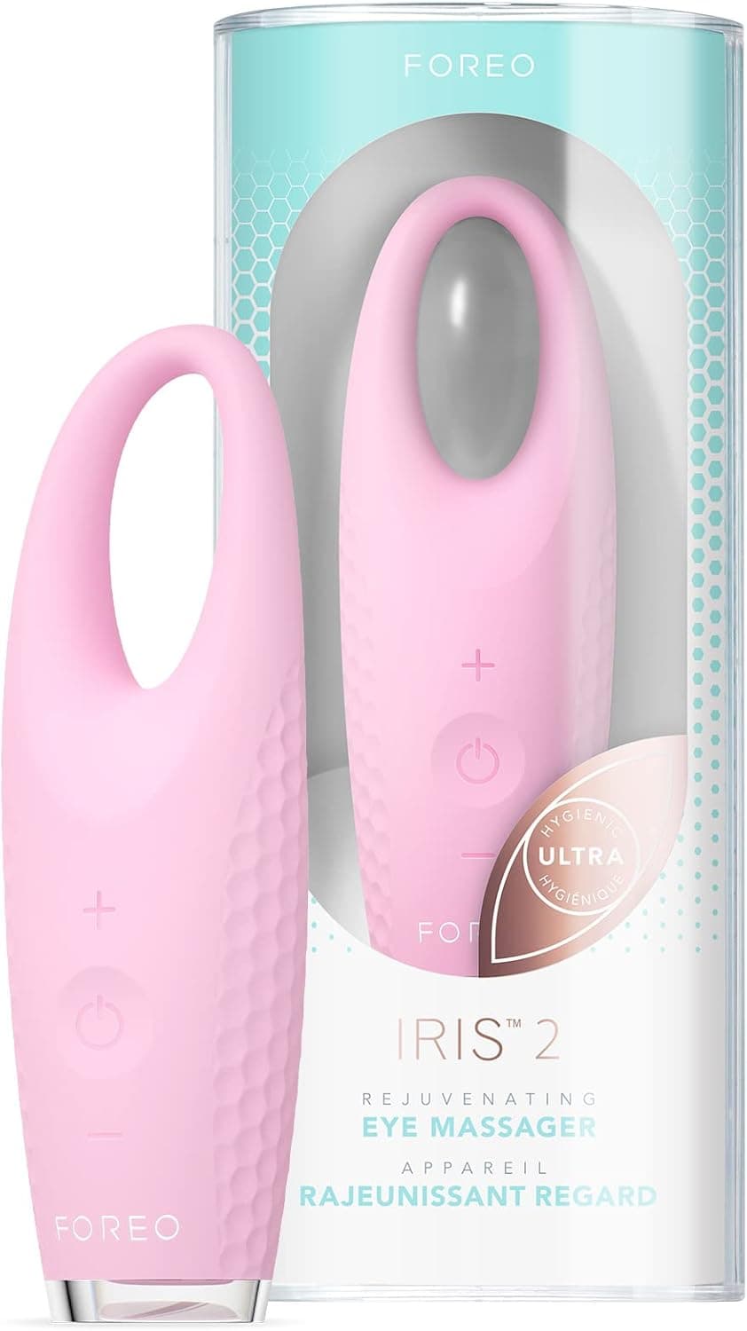 FOREO IRIS 2 Massajador de olhos rejuvenescedor I Para inchaço e olheiras I corretor de olheiras I dispositivo de drenagem linfática I silicone ultra-higiénico I garantia de 2 anos I Pearl Pink