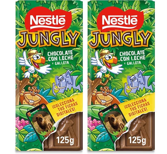 NESTLÉ JUNGLY Tablete de chocolate com leite e bolacha 125 g x 2