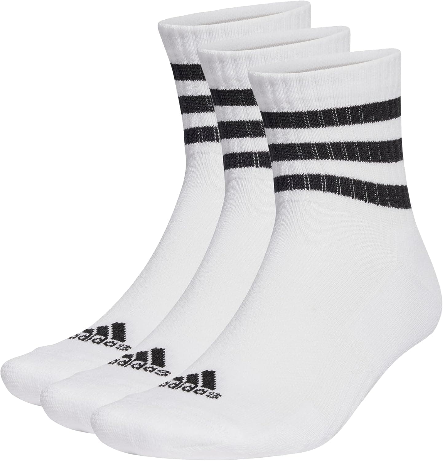 adidas Meias Desportivas 3-Stripes | Pack de 3 pares unissexo em algodão, reforço no arco e costuras anatómicas