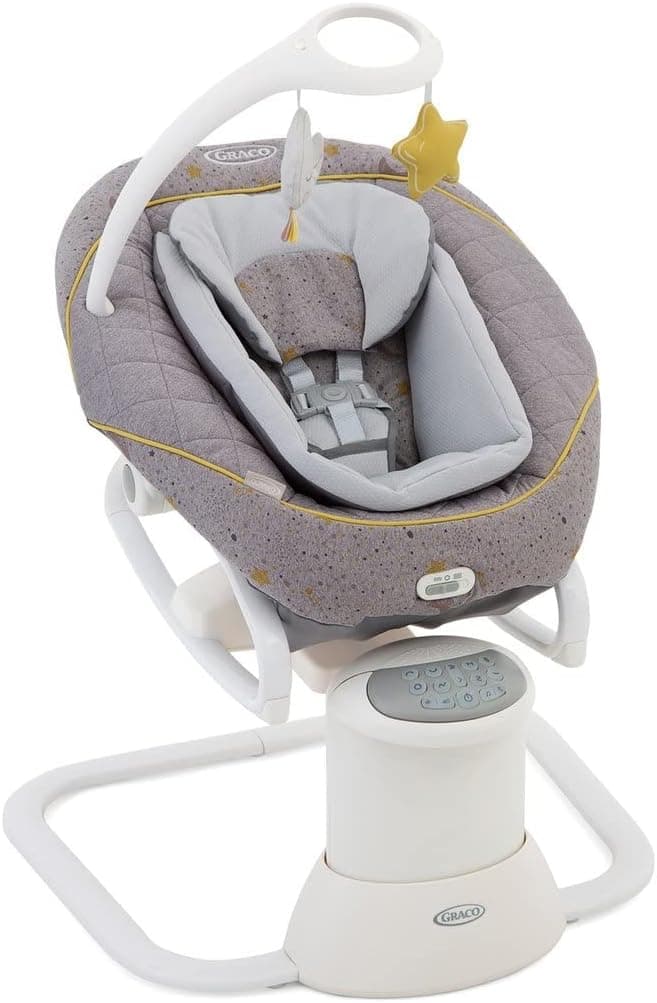 Graco All Ways Soother Cadeira de portátil para bebés, 2 em 1, de recém-nascidos a 9 meses (0 - 9 kg), com vibração e velocidade de balanço ajustável, design com estrelas