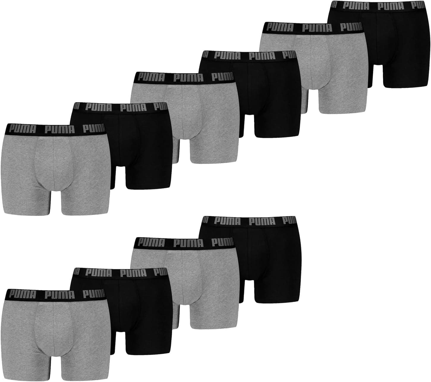 PUMA Cuecas tipo boxers para homem, confortáveis, elásticas, embalagem de 10 unidades