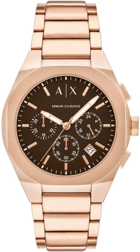 Armani Exchange Relógio analógico para homens de quartzo com correia em aço inoxidável AX4188, Dourado, pulseira