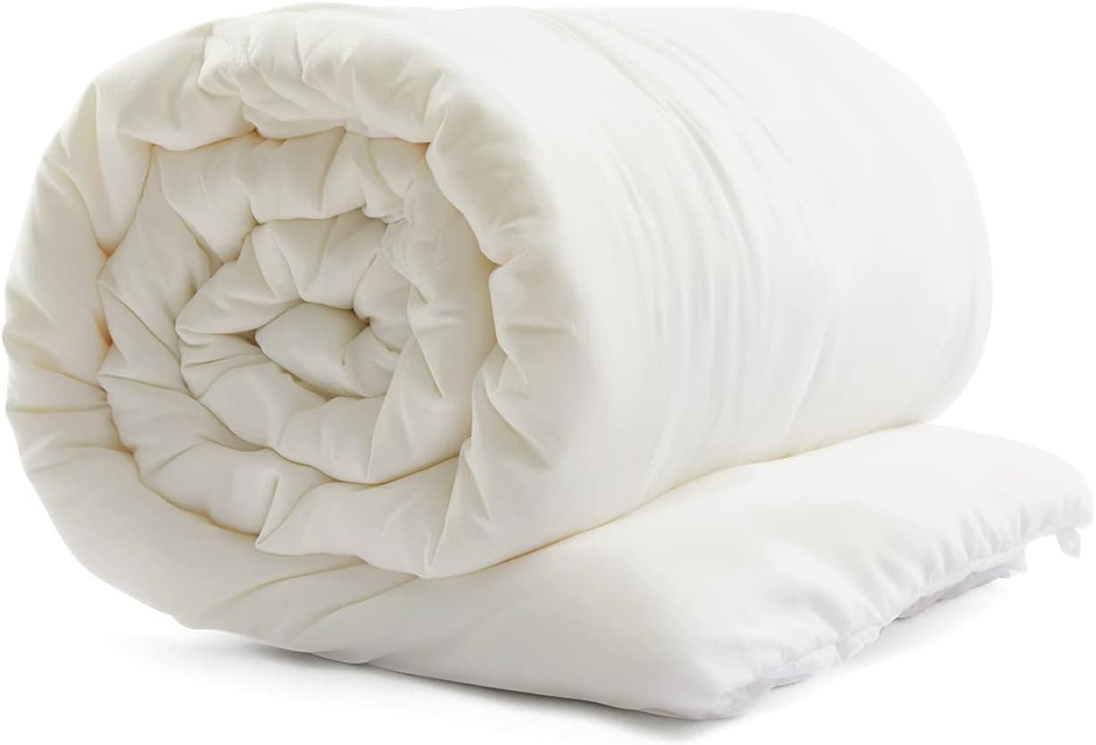 Sweetnight Edredão inverno de fibra de 245 x 220 cm para cama de 150, acolchoado de fibra oca de silicone, ultra suave, edredão enchimento nórdico para outono / inverno, com correias fixas, cor branca