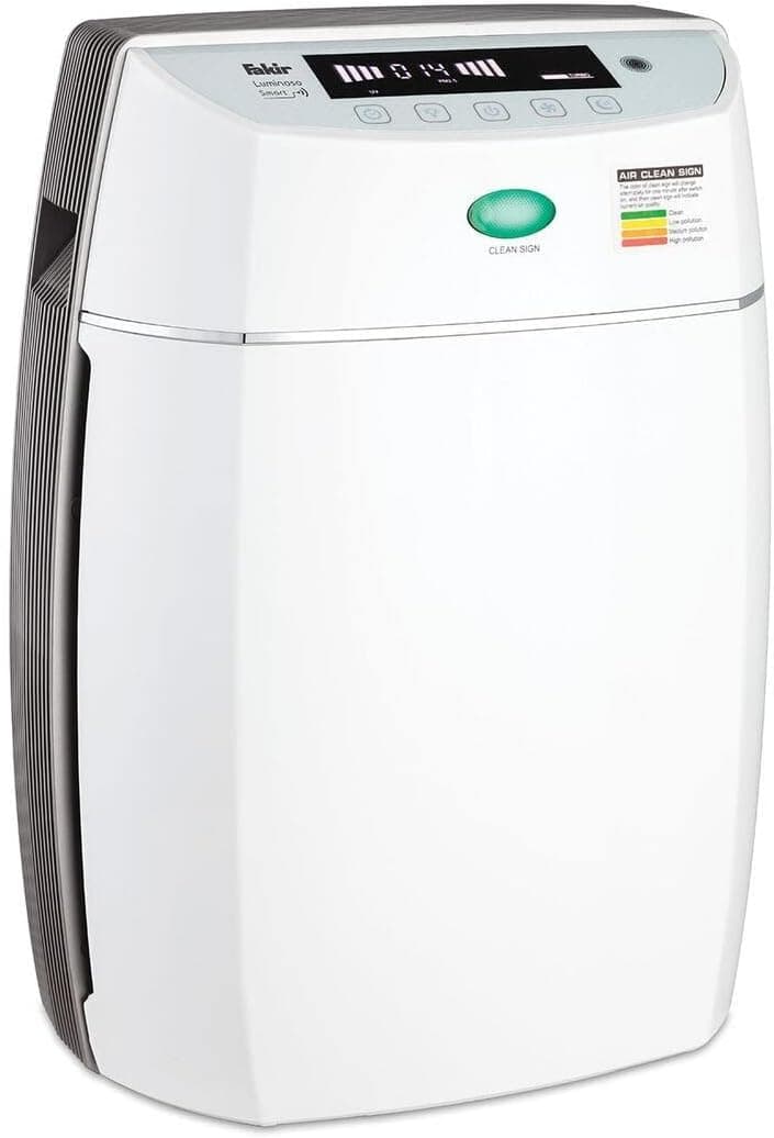 Fakir Luminoso Smart – Purificador de ar de iões com tecnologia de filtro de 6 vias, filtra até 99,9% de vírus, pólen, etc. Purificador de ar com controlo remoto e temporizador
