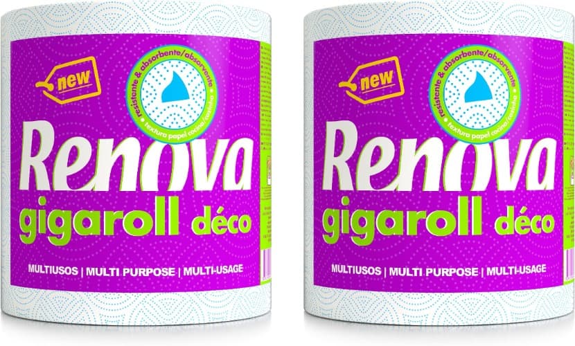 Renova Kitchen Roll Decorated Gigaroll | Rolo de cozinha decorado de grande dimensão, 2 unidades