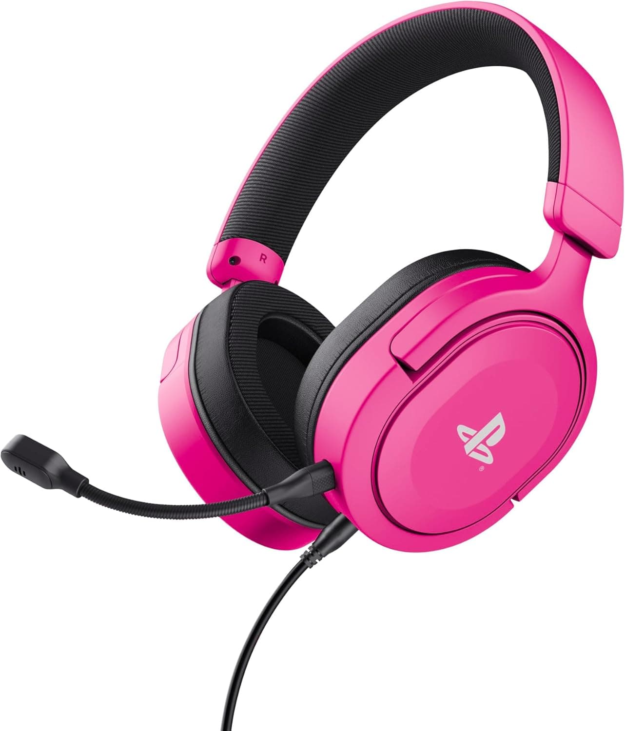 Trust Gaming GXT 498P Forta capacetes PS5 licença oficial para Playstation 5, drivers de 50 mm, áudio 3D, faixa de cabeça regulável, microfone removível, cabo de 1,2 m, auriculares de jogo, rosado