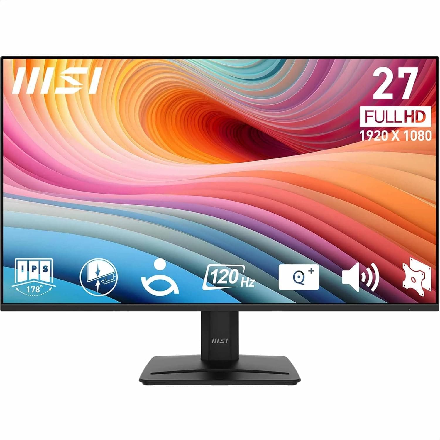 MSI Pro MP275 E2 - Ecrã de secretária (27 polegadas, Full HD), ecrã IPS 1920 x 1080, sem bordas, 120 Hz, respeitoso com os olhos, altifalantes incorporados, Tilt-ajustável - HDMI 2.0, DP (1,0, DP 2A
