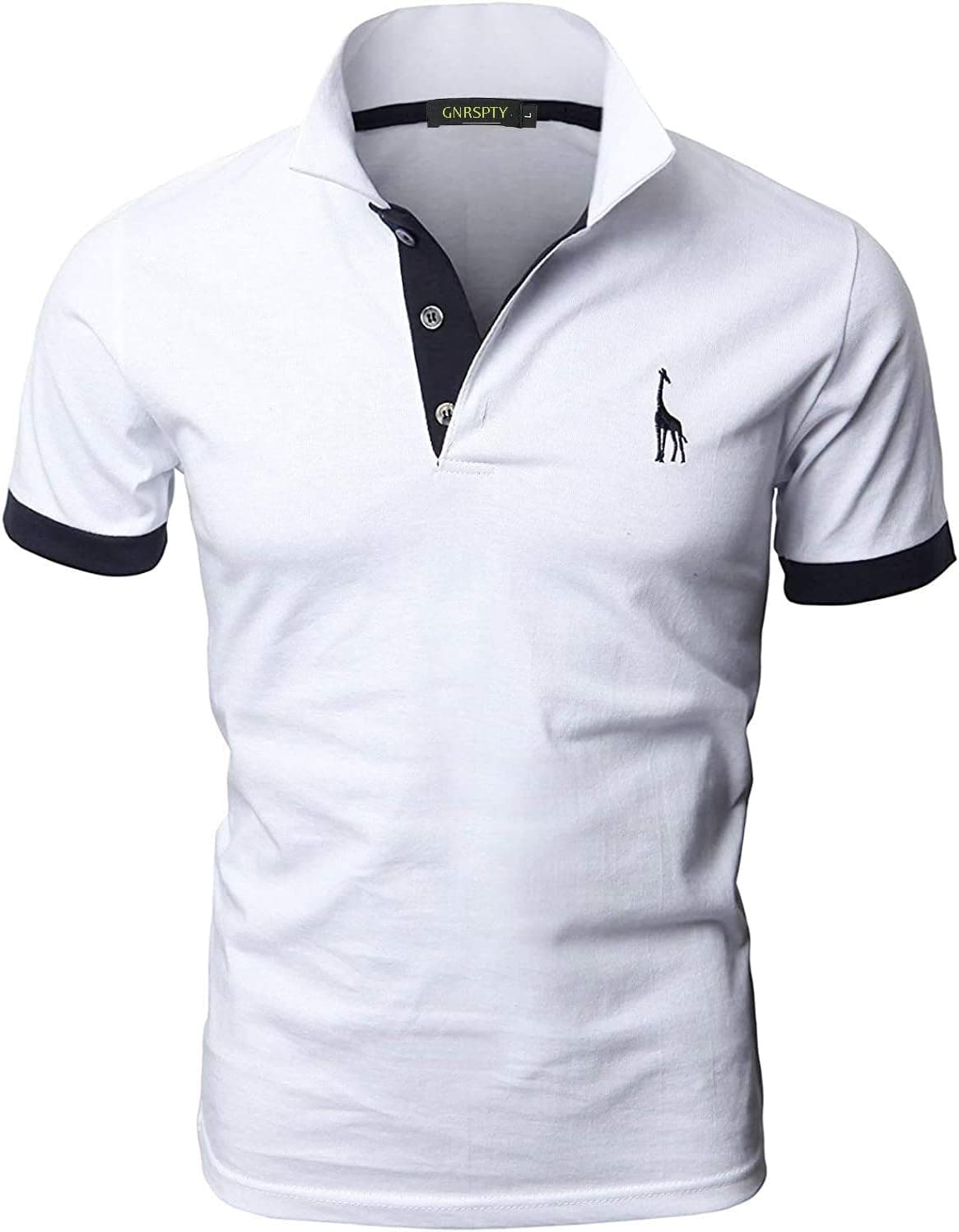 GNRSPTY G04596V08Y | Polo para homem em algodão com bordado de veado e gola contrastante, estilo casual desportivo
