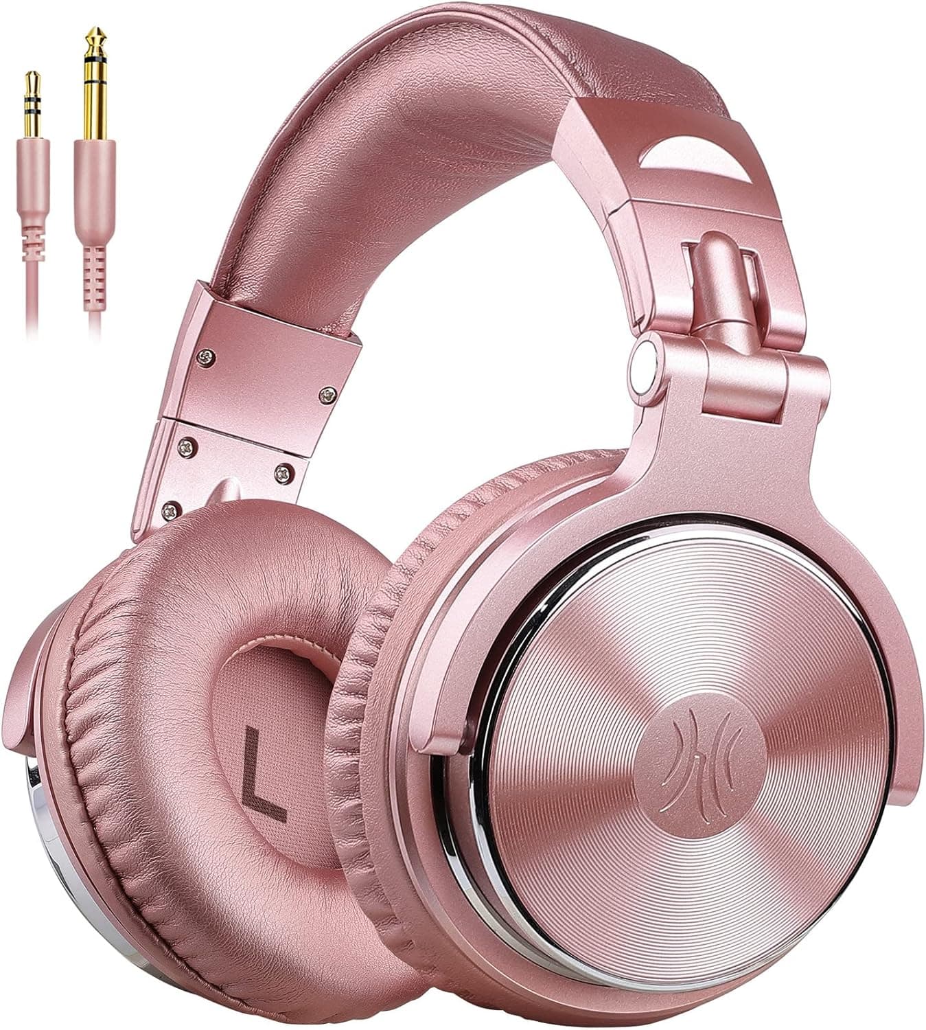 OneOdio Auriculares de DJ, auriculares de estúdio, Over In-Ear Headset com microfone, adaptador sem fecho, auriculares de 6,3 mm e 3,5 mm, armação giratória a 90° e 50 mm por unidade, protetores de orelhas em pele