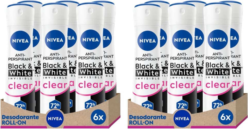 NIVEA Black & White invisível original spray, 200 ml x 12