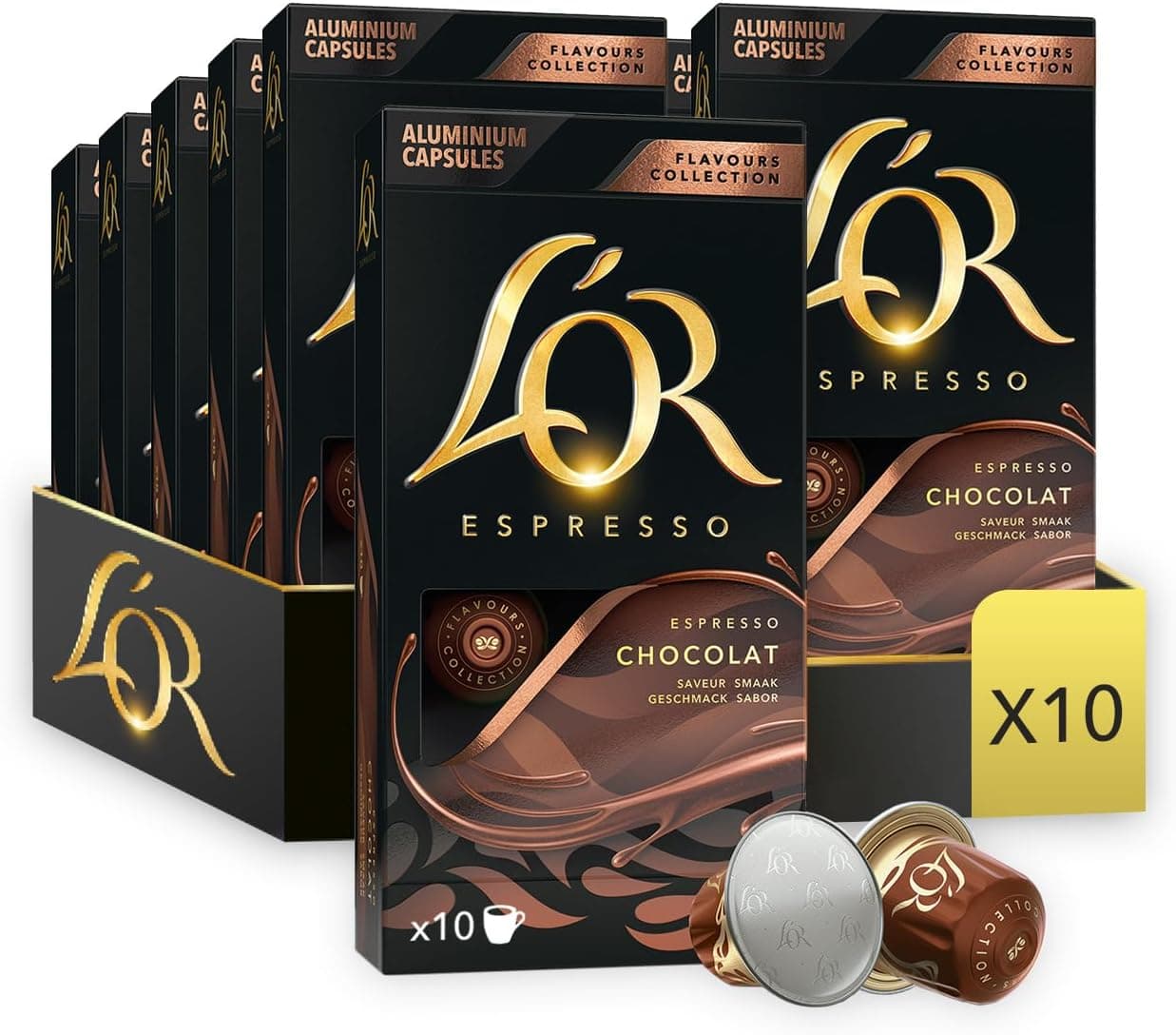 L'OR Flavours Espresso cápsulas de café chocolate | intensidade 8, 100 cápsulas compatíveis Nespresso (R)
