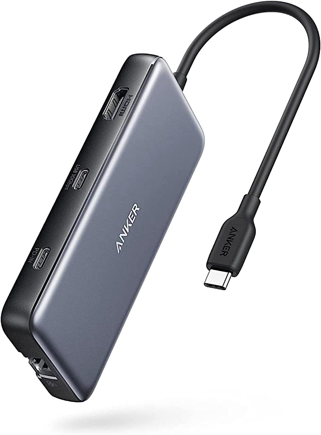 Anker 555 USB-C Hub (8 em 1) PowerExpand Adapter, 100 W Power Delivery, 4K 60 Hz HDMI, 10 Gbps USB-C e 2 portas USB-A, porta Ethernet, leitor de cartões memória