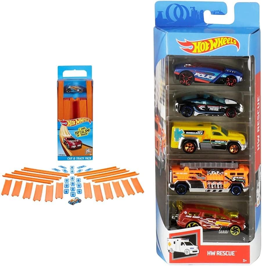 Hot Wheels Track Builder, trechos de pista com veículo incluído Track Builder, trechos de pista com veículo incluído, acessórios para pistas de carro de brinquedo